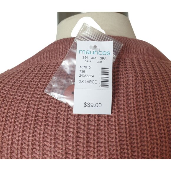 Maurices Womens Cardigan Sweater XXL Dusty Rose Open Knit Button-Up Chic NEW - Picture 4 of 7